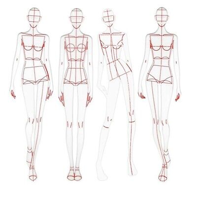 Ilustración de moda reglas bocetos plantillas regla costura humanoide patrón