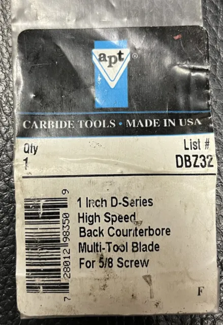 APT DBZ32 1" Cutting Diam 3/16" Thick Blade 5/8" Fastener-Backward Carbide cut