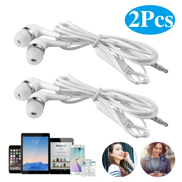 2 Pack 3.5mm In-Ear Earphone Wired Headphone Stereo Earbuds Super Bass Headset