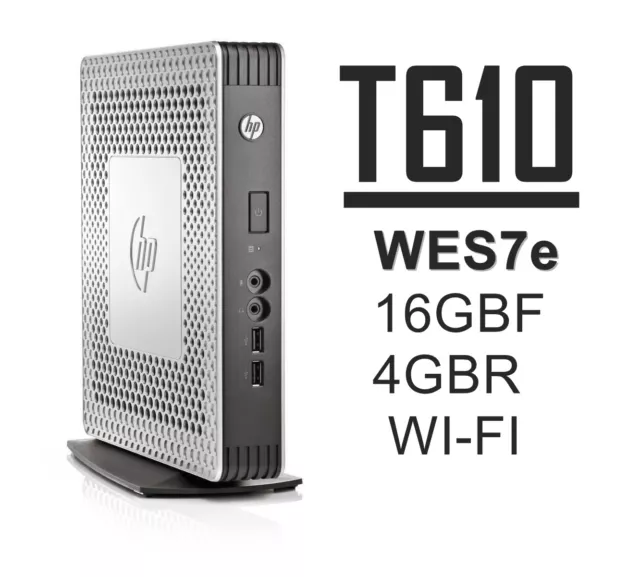 HP t610 Thin Client WIFI 16GB-F 4GB-R WES7e C1C06UA#ABA w/PS+Stand - Lot Avail