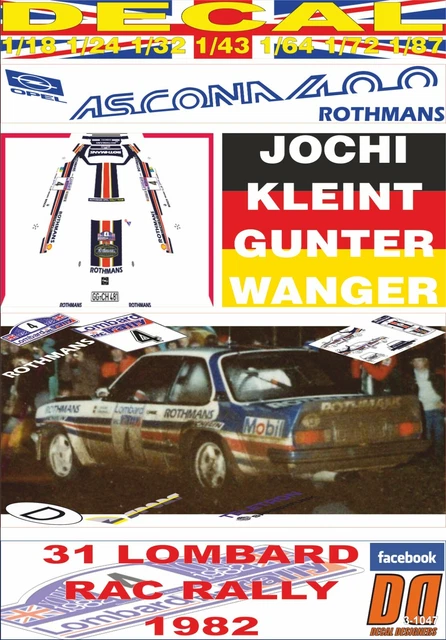 Autocollant OPEL ASCONA 400 J.KLEINT R.PORTUGAL 1980 - DnF (02)
