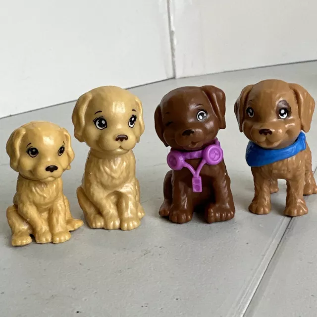 Barbie Doll Pet Animal Accessory Lot 4 Dogs Puppy Toy Veterinarian Vet Tan Brown