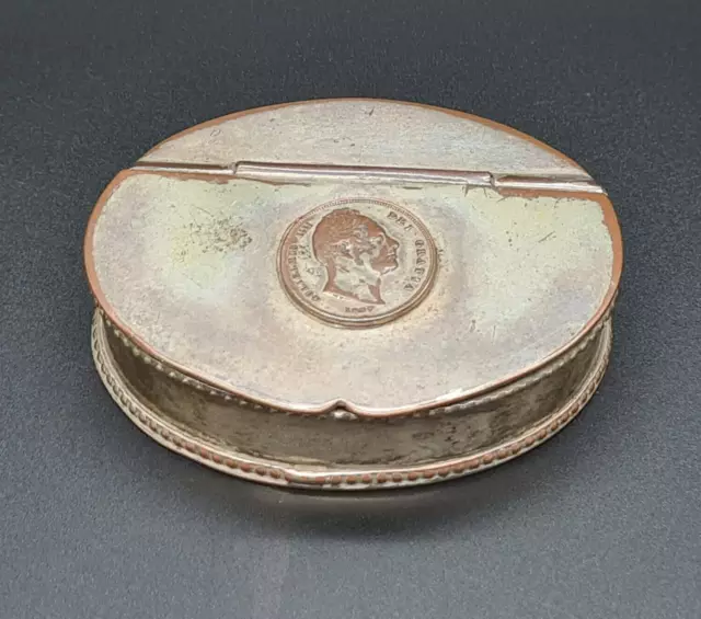 Silver Plated Table Snuff Box with Guli Elmus III Coin c1837