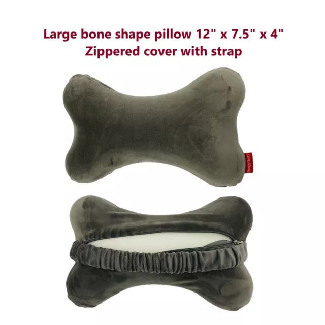 12x7.5x4 Bone Pillow Neck Head Rest Memory Foam Travel Trip Posture Support Grey