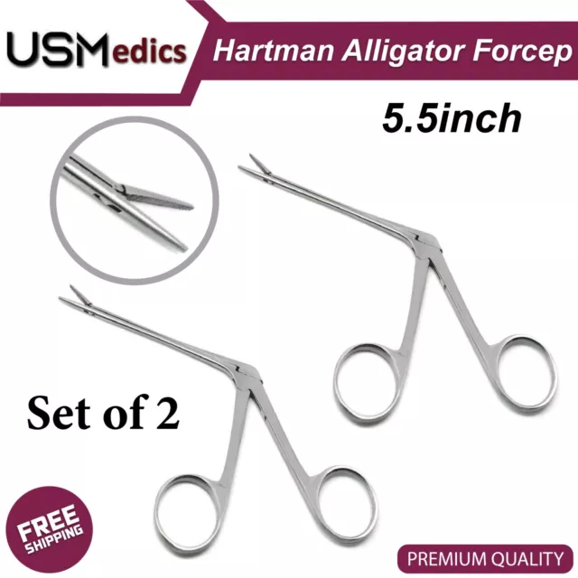 Hartman Alligator Forceps 5.5" Ear Loop Nasal Surgical ENT Instruments 2 Pieces