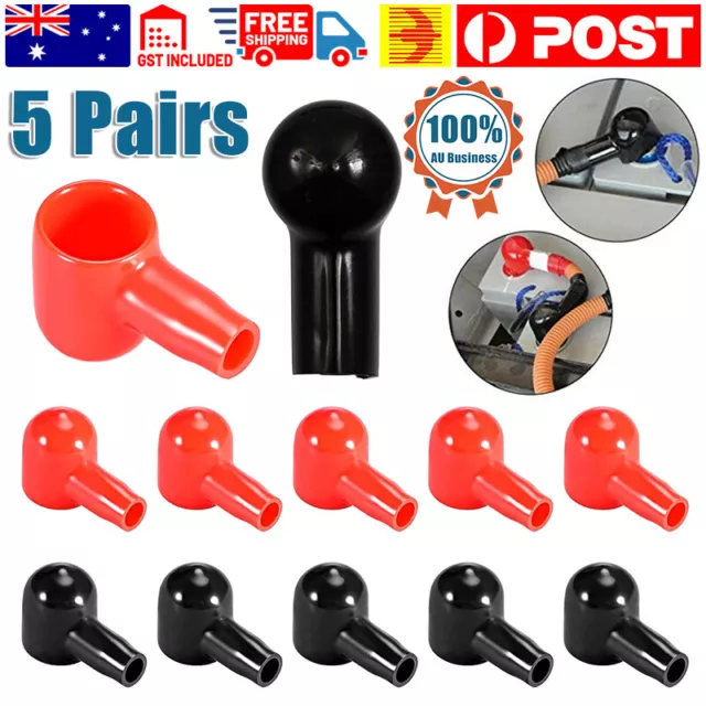 Battery Terminal Insulating Rubber Protector Covers 14mm x 6mm Red Black 5 Pairs