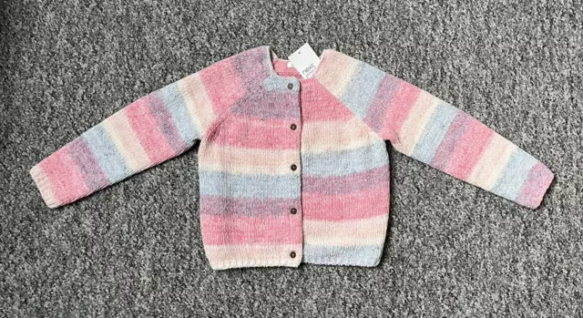 New Girls Age 3-4 Years Next Pink Rainbow Multicoloured Chenille Cardigan