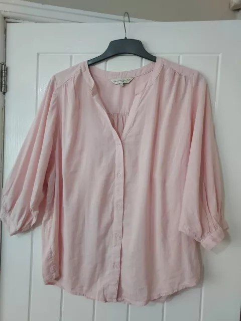 Ladies Pretty Pink Button Casual Shirt/ Blouse Size 14
