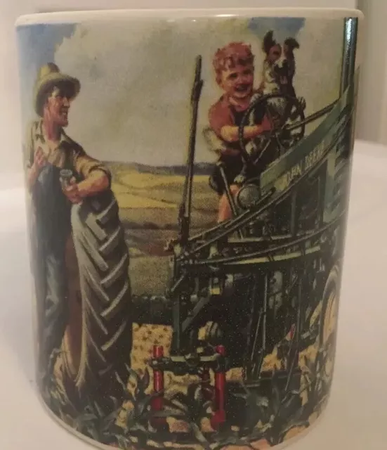 JOHN DEERE Coffee Mug Cup Gibson Tractor Dad Boy Dog Green Yellow 11 oz