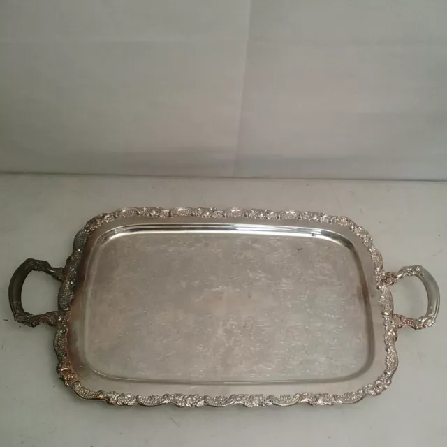Vintage Silver Plated Tray Oneida Tea Tray Serving Footed Butlers Tray 24 x 13