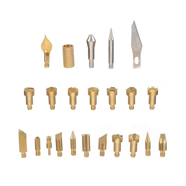 23pcs Electric Soldering Iron Tips Head Wood Burning Pen Art Leather Engraving