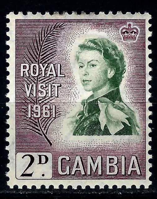 Gambia Sc 168 / SG 186 Stamp 2d - Queen Elizabeth II Royal Visit 1961