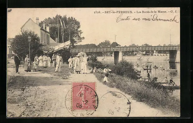 CPA Bry-le-Perreux, Les Bords de la Marne 1906
