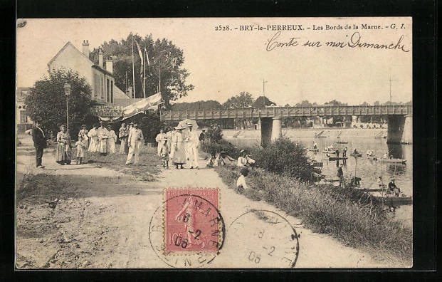 CPA Bry-le-Perreux, les Bords de la Marne 1906