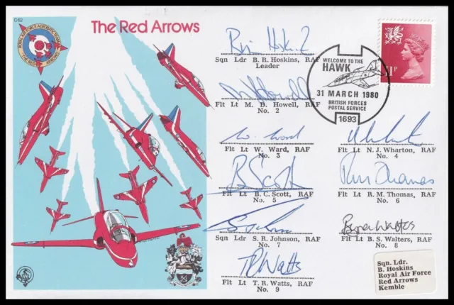 1980 RED ARROWS TEAM Signed Welcome to the Hawk RAF C62 Cover