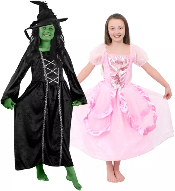 Girls Green Wicked Or Good Witch Book Film Character Childs Fancy Dress Costume