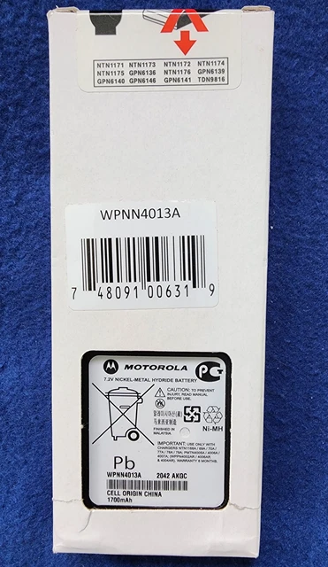 Motorola WPNN4013A Rechargeable Battery - Nickel-Metal Hydride 7.2V 1700mAh OEM