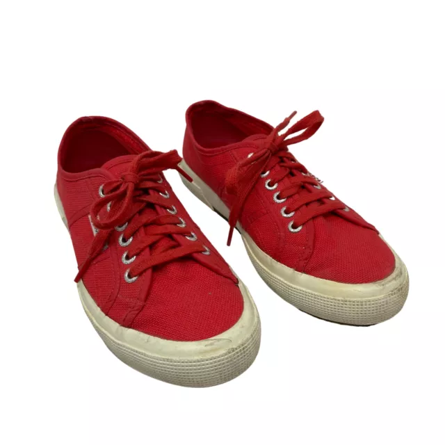 Superga Cotu Classic Red Canvas Shoes Lace Up Sneaker Size EU 39 Womens US 8