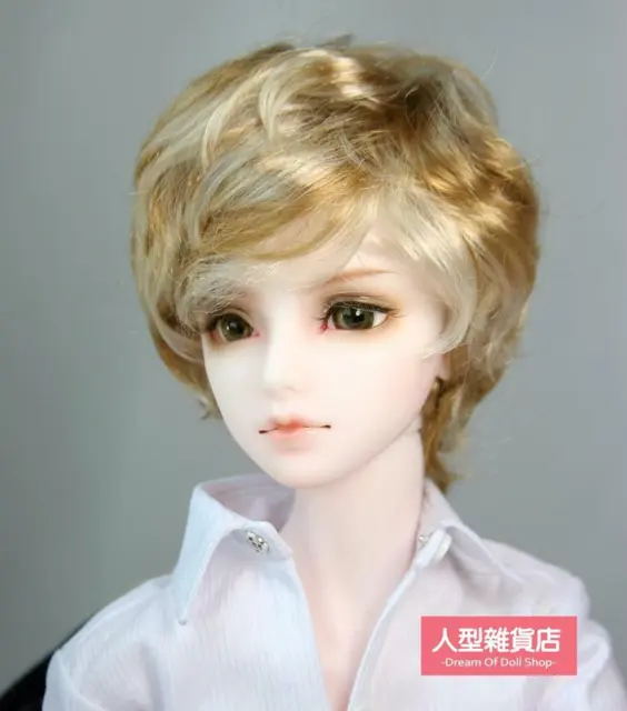 BJD Doll 1/3 8-9 Wig Short Curly Hair Mohair For Boy Girl blonde White