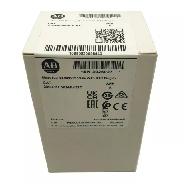 NEW Original Allen Bradley 2080-MEMBAK-RTC Memory Module With RTC Plug-In