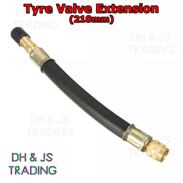 1x Flexible Rubber Tyre Valve Extension 210mm - Twin Wheel Lorry Van Bus Adapter