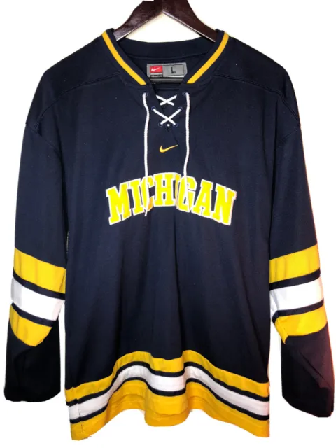 Vintage Nike Michigan Wolverines Hockey Center Swoosh Jersey Size Large