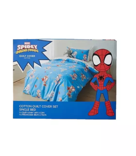 NEW LICENSED MARVEL SPIDER-MAN Reversible SINGLE Bed Quilt Cover Set 100% COTTON