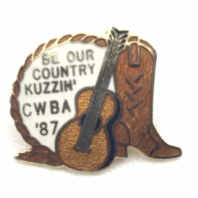 CWBA 1987 Pin Country Boots Guitar Western Gold Tone Enamel