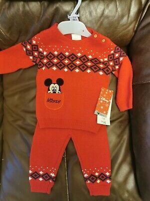 Unisex Disney Mickey Mouse Baby Winter/ Christmas Knitted Set 3-6 Months BNWT