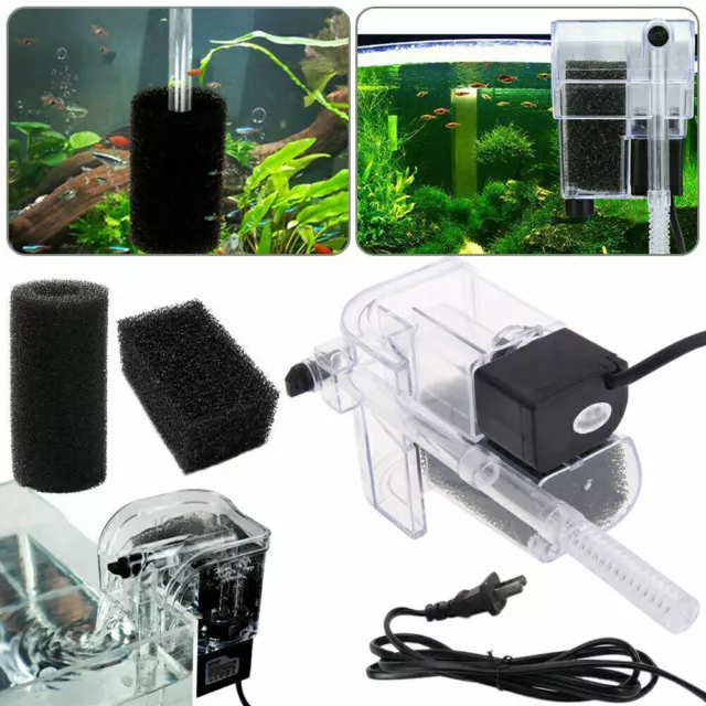 Aquarium Fish Tank Waterfall Hang On External Oxygen Pump Water Filter,Sponge