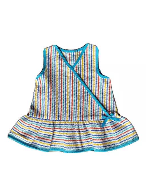 Vintage Marks And Spencer Little Girls Summer Dress Striped Age 0-6 Months