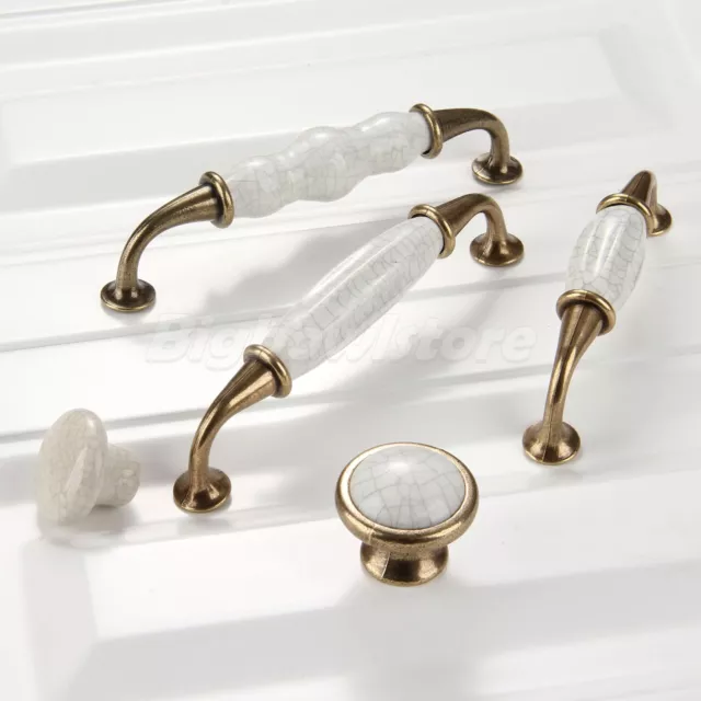 Poignées de traction de porte rétro en porcelaine fissurée armoire de cuisine tiroirs d'armoire 3