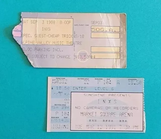 Ticket stubs INXS & Cheap Trick 1988, INXS & The Soup Dragons 1991 Very Rare!