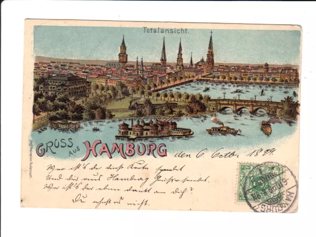 AK 25100,Postkarte,Gruss aus Hamburg,Totalansicht,Litho,  1899