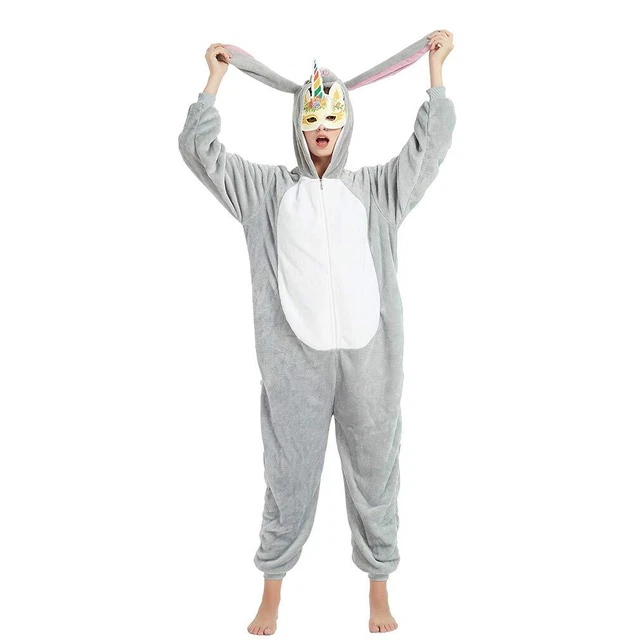 ANBOTA Easter Bunny Costume Rabbit Bodysuit for Adult Women Men Halloween Pajama