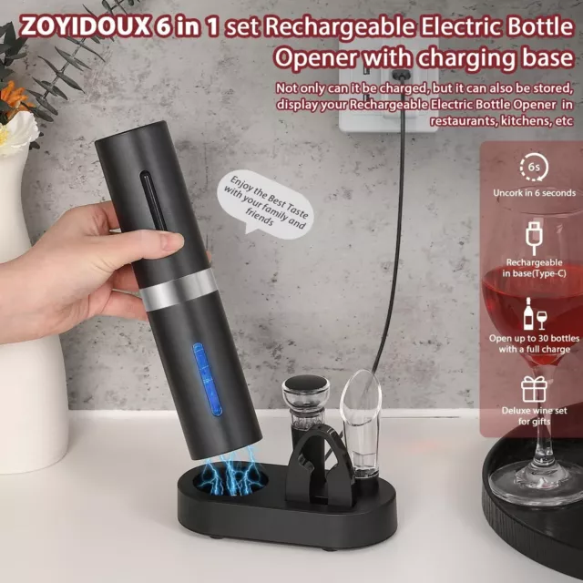 Abrebotellas Eléctrico Recargable 7 IN 1 Set Regalo Sacacorchos Botella Vino 2