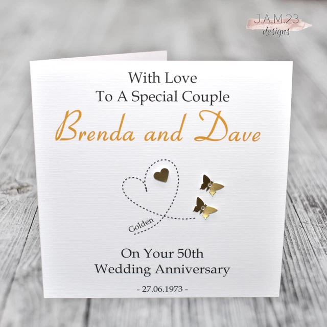 PERSONALISED GOLDEN 50TH Wedding Anniversary Card £4.00 - PicClick UK