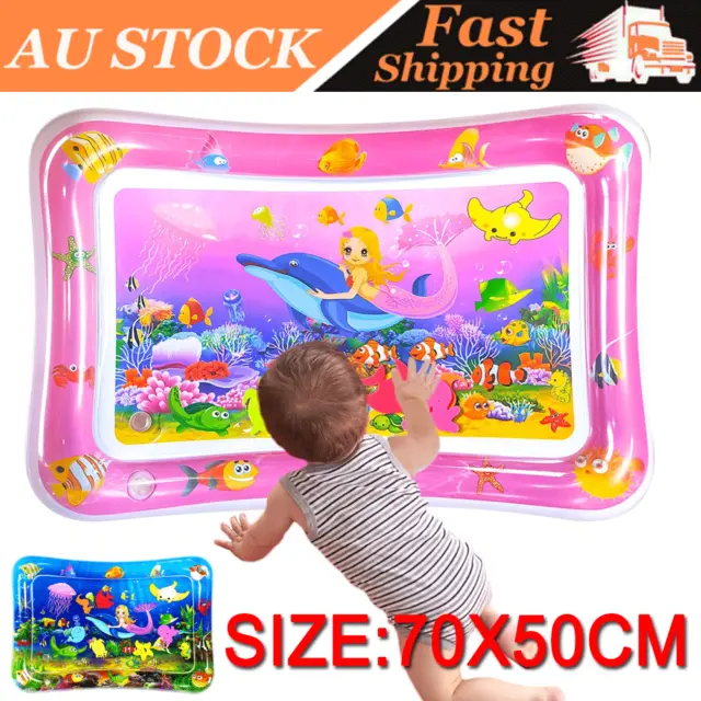 Inflatable Baby Water Play Mat Sea World Pad For Infants Toddlers Tummy Time Fun