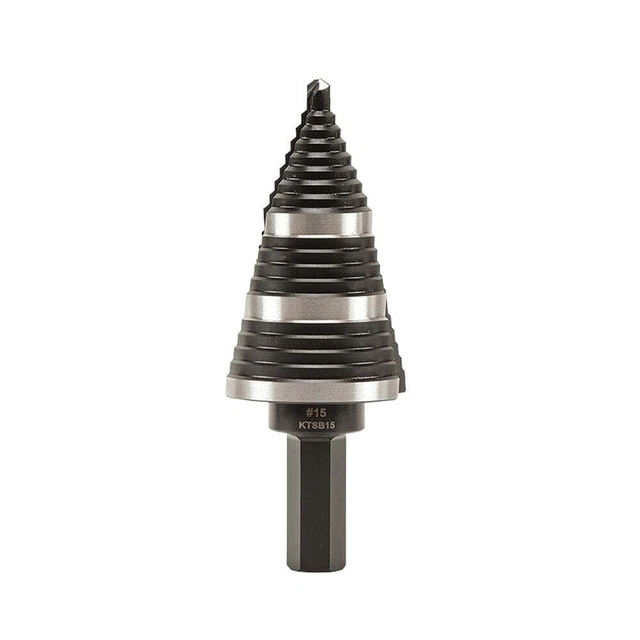Tools KTSB15 7/8 In. To 1-3/8 In. #15 Double Fluted Step Drill Bit 3 Hole Sizes