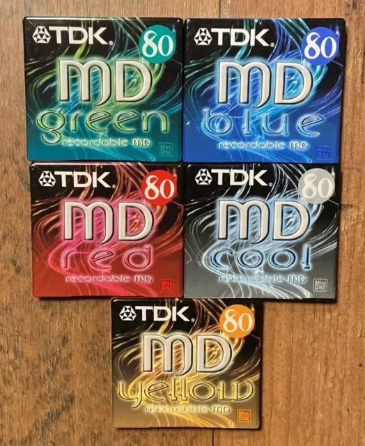 5x TDK MD Mini Disc Colour 80 Recordable MD - NEU & Verschweißt