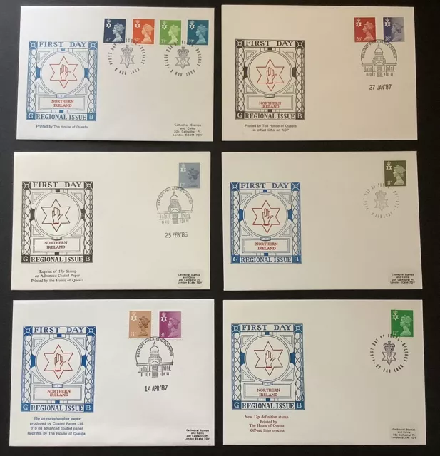 Job lot 6 Definitive Values Regional Issue First Day Covers 1986-88 See Photos