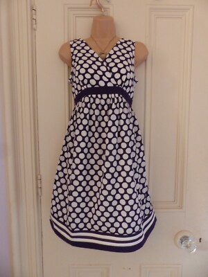 JoJo Maman Bebe UK6 navy dress with white polka dots (spot dress) BNWT RRP £39