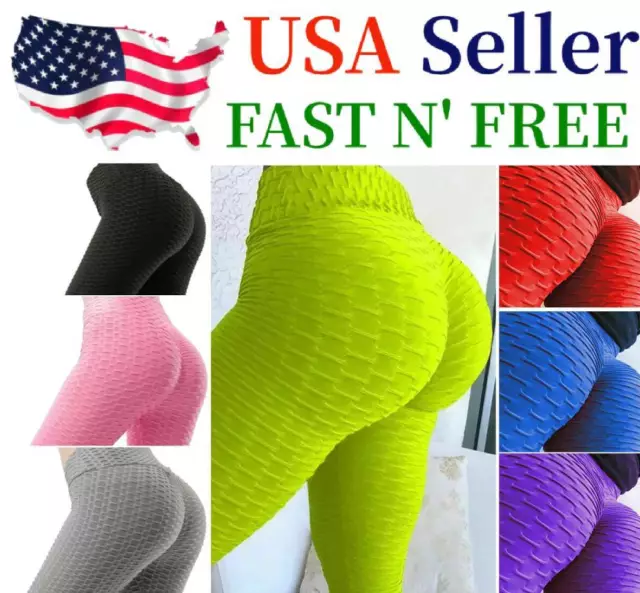 WOMEN LEGGINGS ANTI-CELLULITE High Waist Push Up Yoga Pants Tik Tok Butt  Lift US $9.99 - PicClick