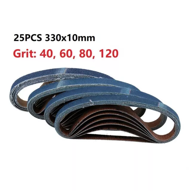 Professional 10x330mm Sanding Belts with Blue Zirconia Abrasive Set of 25
