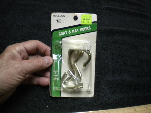 Package of BULLDOG Brass Plated Coat / Hat Hooks, New Old Stock , See Pictures