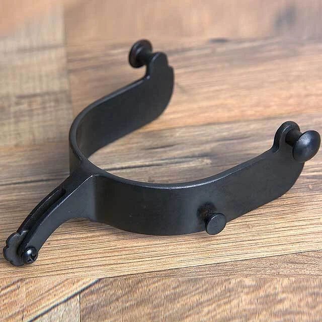 32CN Hilason Western Black Steel Mens Rodeo Horse Riding Spurs Pair W/ 1 Inch