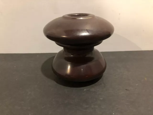 Vintage Brown Glazed Ceramic Electric Pole Insulator 2 Ring - Free Shipping