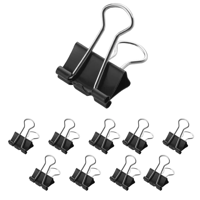 RUNYU Lot De 100 Pinces Pliantes Métal 25 Mm Noires - Clips Reliure Bureau, École, Documents, Extra Forts