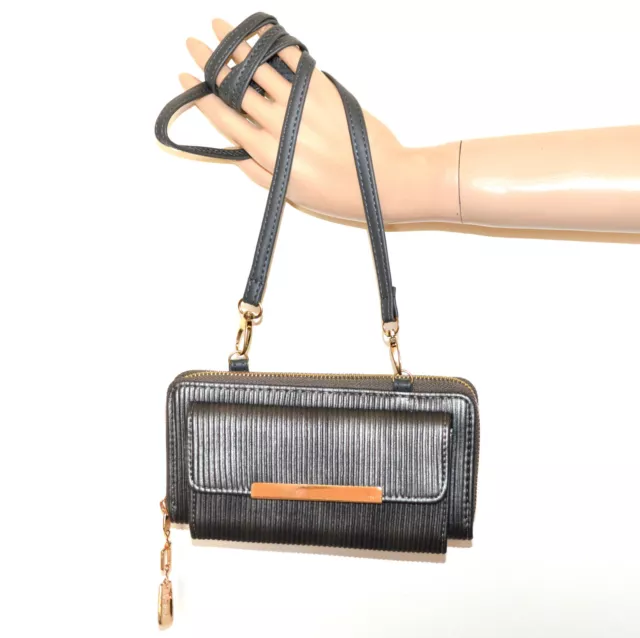 Portafoglio donna grigio oro pochette borsello portamonete borsellino UG90