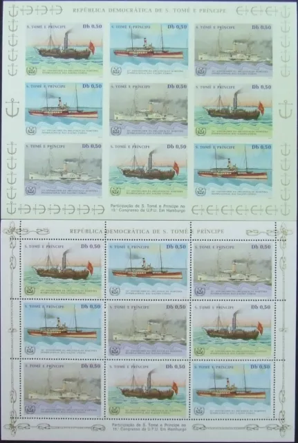 Sao Tome & Principe-River Ship-UPU-2 M/Sh.Perfored And Imperf.-MNH**.STP 028 B